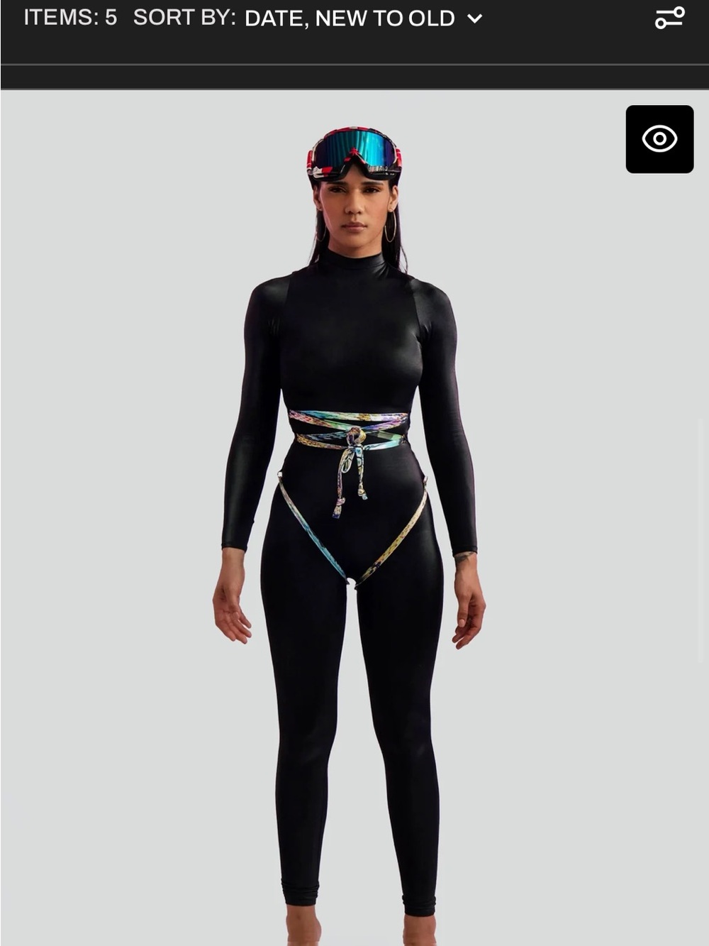 Maui lulila Black Long-Sleeve Jumpsuit with Iridescent Waist Detail